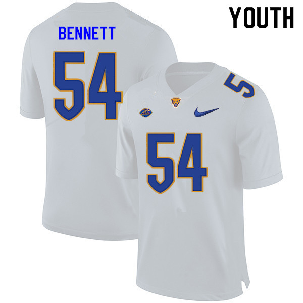 Youth #54 Dylan Bennett Pitt Panthers College Football Jerseys Sale-White